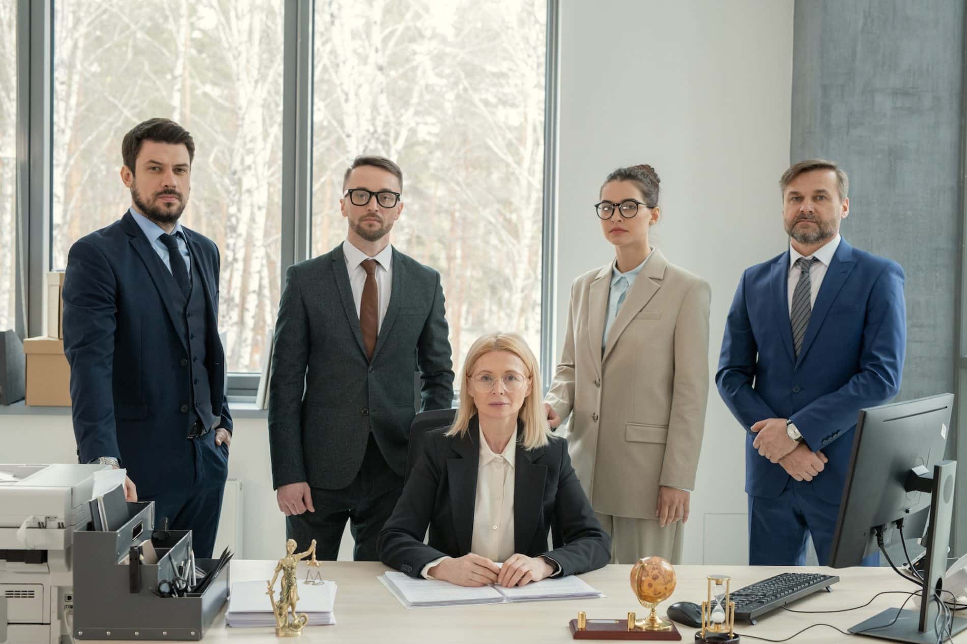 Analyzing document at a meeting with lawyers
